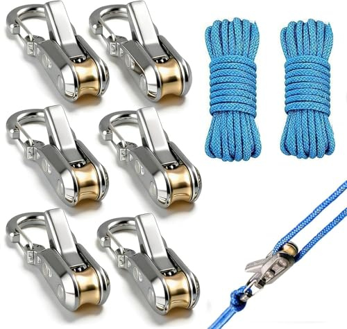 6 Pack Upgraded Rope Roller Tensioner, Reflective Nylon Cord Rope Tightening Cinching Tool, Heavy Duty Cam Lock Adjuster for Camping Tent, Tarp, Guy Line, Boating Outdoor Home Windproof Tie Down Gear
