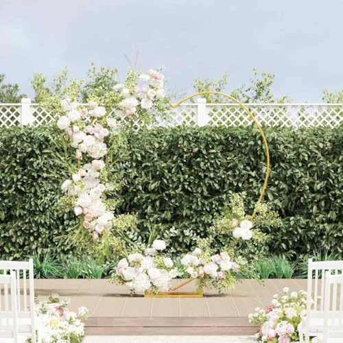 Ziaphsol Hochzeitsbogen Gold herzförmig aus Stahl 195 x 35 x 211 cm, 1er Set für Außen Deko am Eingang, als Rosenbogen für Hochzeit, Garten und Balkon