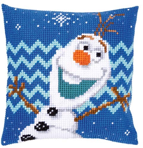 Vervaco Kreuzstichkissen Olaf Kreuzstichpackung, Stramin, weiß, 40 x 40 x 0,3 cm