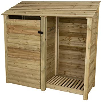 Arbor Garden Solutions wooden tool and log store 6ft, outdoor storage (W-187cm, H-180cm, D-88cm), natural finish (Without shelf)