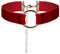 JewelryWe Schmuck Damen Choker Halskette mit O-Ring Anhänger Weinrot Stretch Samtleder Velvet Gothic Halsband Sexy Kette Handarbeit