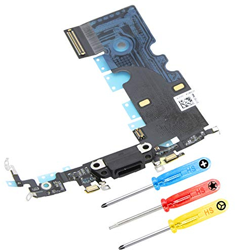 MMOBIEL Connettore Dock Compatibile con iPhone 8 Plus 2017 - Presa di Ricarica Cavo Flessibile - Audio Jack/Microfono/Antenna di Ricambio - incl. Cacciaviti - Nero