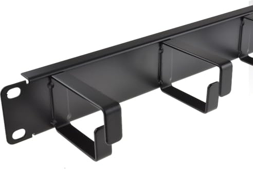 kenable Ringed Cable Management Bar 1U with 5 Metal Rings for 19 Inch Rack Mount Data Cabinet Black