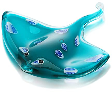 Qf Glass Manta Ray, Handmade Crystal Sea Animal Figurine, Art Decor