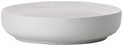 Zone Denmark Ume Seifenschale, Seifenhalter, Seifenablage fürs Waschbecken, Steinzeug mit Soft Touch-Beschichtung, Durchm. 12 cm, Hellgrau (Soft Grey)
