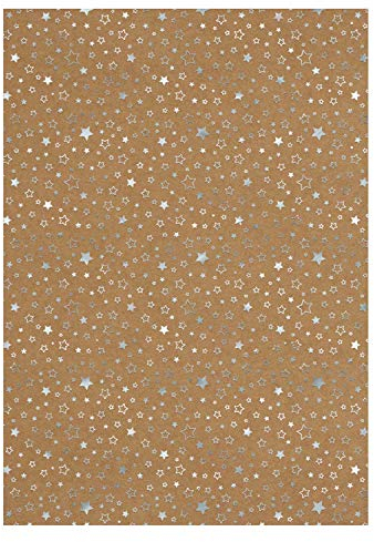 Ursus 62264605F - Designkarton Weihnachten, silberne Sterne, DIN A4, 25 Blatt, 250 g/qm, einseitig folienveredelt, ideal für weihnachtliche Kartengestaltung und kreatives Basteln