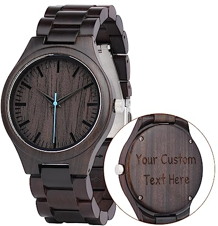LMWOOD Uhren Aus Holz analog Herrenuhr mit Gravur, Armbanduhr für Männer, Persönliche Geschenkideen für Männer Ehemann