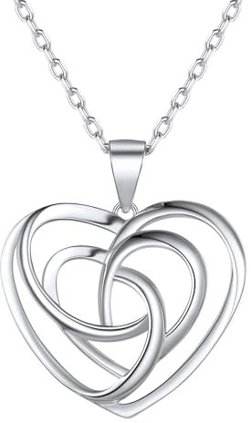 ChicSilver Celtic Knot Heart Necklace for Women 925 Sterling Silver Lucky Irish Jewelry