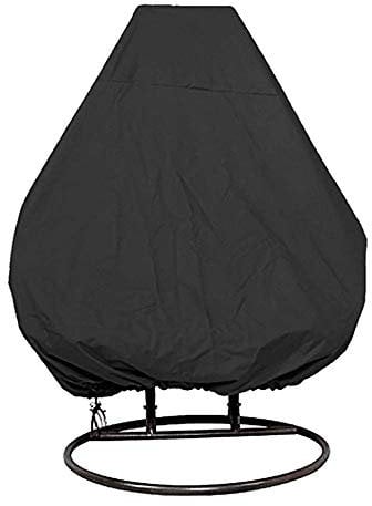 CHEYLIZI Patio Hanging Chair Cover 232 * 203cm 210D Oxford Fabric Garden Cocoon Egg Chair Garden Furniture Protective Cover with Drawstrings (Double 91in x 80in, Black)