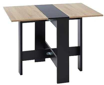BAÏTA Table Pliante, Noir et chêne, L104cm