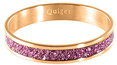 Quiges Acier Inoxydable Rose Poussière d'Étoile Éclat Or Rose Anneau Intérieur 4mm Hauteur pour Collection de Bague Empilage Taille 20mm (63)
