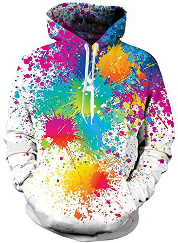 Loveternal Unisexe 3D coloré Peinture Impression Hoodies Hipster nouveauté surdimensionné Hip Hop Sweat à Capuche Sweatshirt pour Couple Juniors 3XL