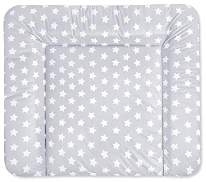 Julius Zöllner Wickelauflage Softy 65x75 cm - Wickelunterlage - wasserdicht und abwischbar - Made in Germany – Oeko-Tex Standard 100 – Sterne grau