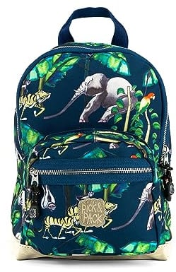 Pick & Pack Unisex Kindergarten, Recyceltes Polyester, Coole Rucksack für Kinder mit Style und Funktionalität Happy Jungle Backpack S/Navy, Blauw
