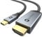 WARRKY Câble USB C vers HDMI 4K@60Hz, 1M [Plaqué or, Câble Tressé], Compatible con Thunderbolt 3/4, iPhone 16/15 Series, MacBook Air/Pro, iPad Pro, Surface, Dell, HP