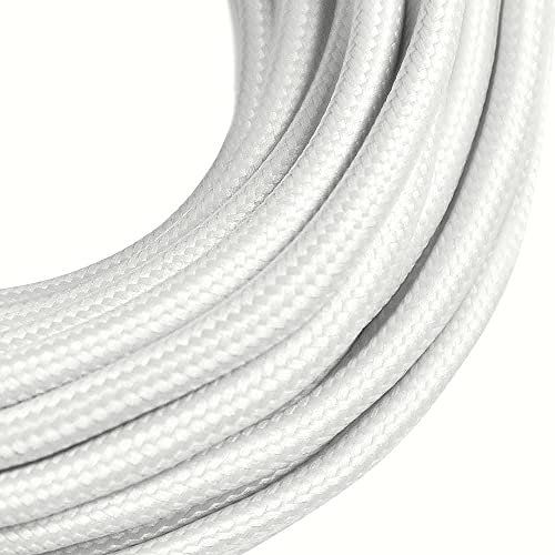 Cavo tessile vintage 2 crig | Cavo in tessuto, cavo elettrico 2x0,75 | 10m |. Cavo in poliestere per lampada | Tessile bianco-restringevo | Cavo di terra retrò da oplot