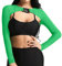 Ypser See Through Mesh Crop Top Sheer Open Front Shrug Fishnet Arm Sleeves Shirts with Release Plastic Buckles Green
