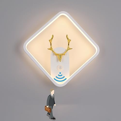 18W LED Wandleuchte mit Bewegungsmelder Modern Innen Wandlampe aus Aluminium Weiß Sensorlampe Warmweiße 3000K Wandlicht mit Bewegungssensor Wandbeleuchtung für Flur Treppenhaus Wohnzimmer Schlafzimmer