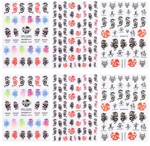 LALAFINA 6sheets Tattoo Manicure Decal Stickers Women for Self- Adhesive Acrylic Decorations Decor DIY Designer Self Adhesive Character Design Decoration Style Nail Tips Decals