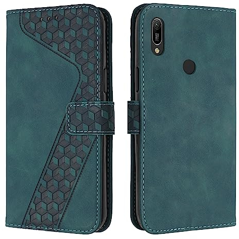 YIRRANZD Custodia per Huawei Y6 2019, Cover a Libro in Pelle PU con Slot Cart e Silicone TPU Bumper, Flip Caso Portafoglio Cover per Huawei Y6 2019 (Verde)