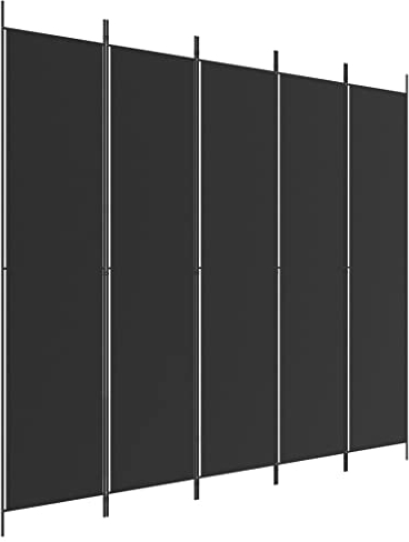 vidaXL Paravent 5-TLG. Raumtrenner Raumteiler Trennwand Umkleide Sichtschutz Spanische Wand Wohnzimmer Schlafzimmer Schwarz 250x220cm Stoff