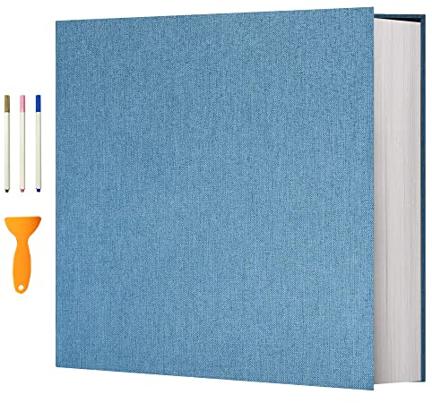 Vienrose Selbstklebende Fotoalbum 10x15 Einkleben und zum Selbstgestalten Groß Leinen Photoalbum mit 120 weißen Seiten, Hochzeit Jahrestag Geburtstag Geschenke, 33x32cm, Himmelblau