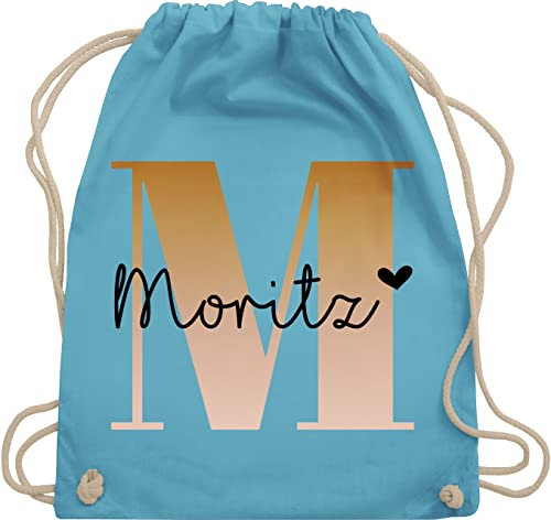 Turnbeutel Rucksack - Initialen - Name und Buchstabe I Geschenk Anfangsbuchstabe - Unisize - Hellblau - tasche krippe schulkind beutel buchstaben m turnsack sporttasche für schule stoffbeutel kita
