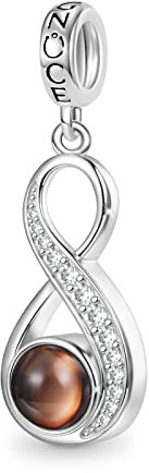 GNOCE Charm Anhänger Projektion Personalisierter Foto Anhänger Herz Bead für Charm Armband Schmuck Geschenk für Damen Herren (Unendliche Liebe)