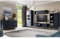 Wohnzimmer Möbel Komplett Set inkl. LED Glasbodenbeleuchtung in Marineblau, Sideboard, Vitrinenschrank, Wandschrank, TV Lowboard, Highboard