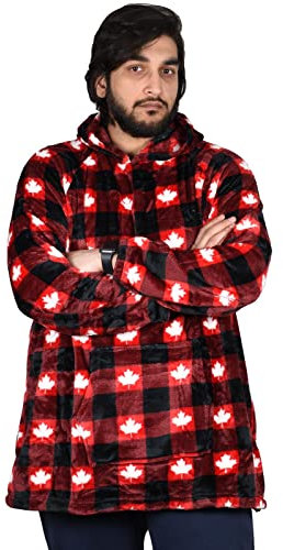 True Face Blanket Hoodie Unisex Oversized Ladies Sherpa Fleece Ultra Plush Unisex Hooded Sweatshirt Red - Leaf Thin One Size