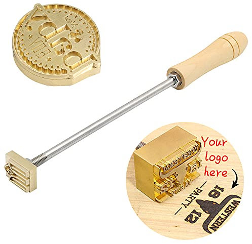 Ferro da stiro personalizzato in legno Ferro da stiro personalizzato in pelle Ferro da stiro per torte BBQ Timbro in ferro con manico in legno per legno, pelle e forno