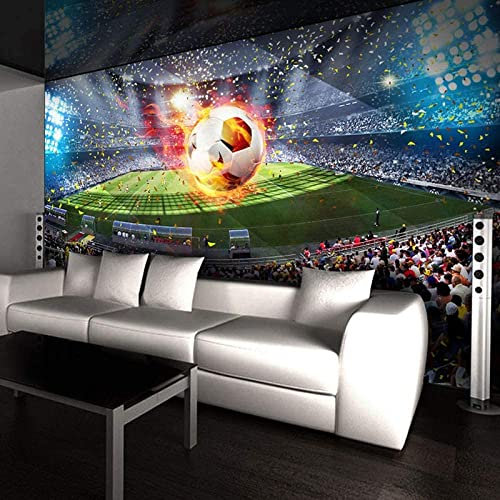 XPINGO Wall Mural Wallpaper, 3D Soccer Field Football Self-Adhesive Peel and Stick Wallpaper for Living Room Bedroom Tv Background Office Restaurant Motif Room Removable Wall Photo 400 x 280 cm