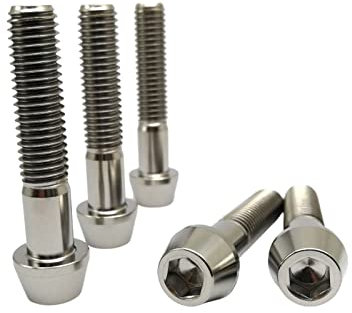 RISON-Titanium Bici Stelo Bulloni in Titanio M6x1.0x35mm, 5pcs Viti per Attacco Manubrio Bicicletta, Vite a Testa Conica Viti Fisse per Stelo Bici, Vite di Fermo Vite per Gambo per MTB/Bici da Strada