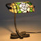 Uziqueif Klassische Bankerlampe, Tiffany Style Tischlampe,Lampenschirm Glas, Schreibtischlampe, Metall Basis,Pfingstrose