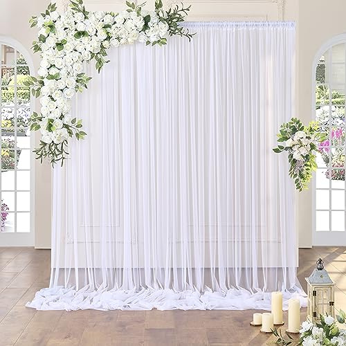 Durchsichtiger Tüll-Hintergrund, Vorhänge für Party, Hochzeit, faltenfrei, für Babyparty, Geburtstag, Party, Foto, Hintergrund, Heimdekorationen, 3 x 3 m, Weiß