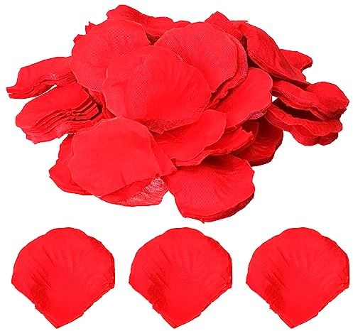 Acooruiteng 1000 Stück Rosenblätter Rosenblätter Künstlich Rose Petals Künstliche Rosenblätter Blätter Für Rosen für Hochzeit Deko Geburtstag Party Romantische Atmosphäre Rot