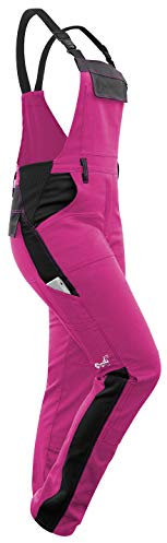 strongAnt Latzhose Damen powerStretch Arbeitshose für Frauen mit Kniepolstertaschen - Pink-Schwarz, Größe 36