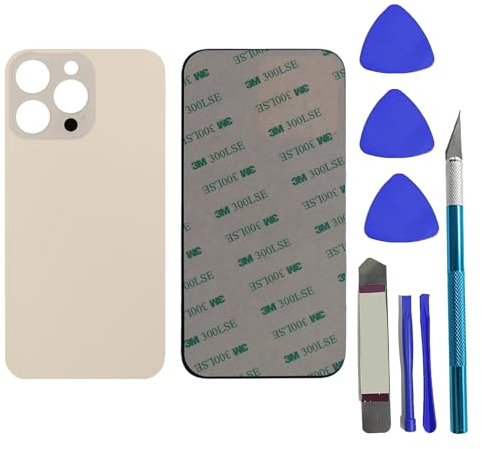 Backcover Glas für14 Pro Max Rückglasabdeckung Ersatz für iPhone 14Pro Max Rückglas-Ersatz mit Reparaturwerkzeug-Set (Gold)