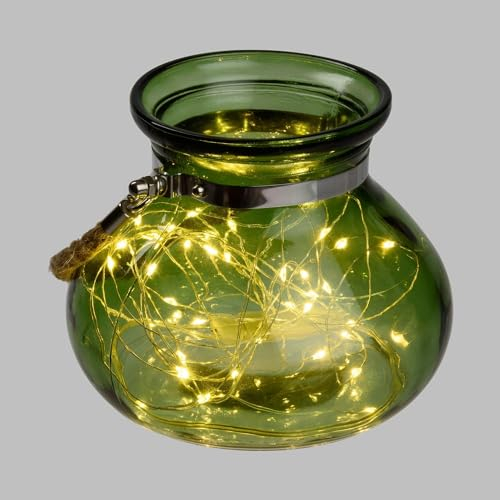 Dekoglas mit 40-flammiger Lichterkette ww LED grün