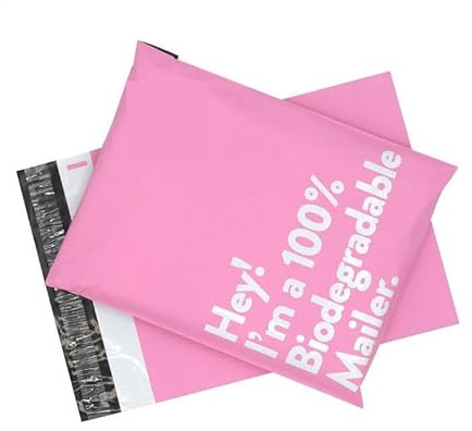 HKYBCF 100% biologisch abbaubare Versandtaschen, 50 Stück, rosa, umweltfreundliche Express-Posttaschen, selbstverschließend, verdickte Versandtaschen, Kuriertaschen (Color : 30x40x4CM 50PCS)