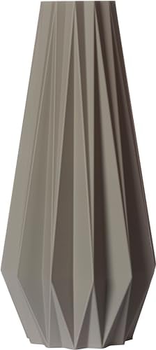 3D Vase Dekovase Agneta XL 38cm Bodenvase Hellgrau Deko Vase Pampasgras Trockenblumen