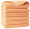 POLYTE Lot de 6 Serviettes de Toilette en Microfibre Non pelucheuses pour Le Visage, 33 x 33 cm, Orange