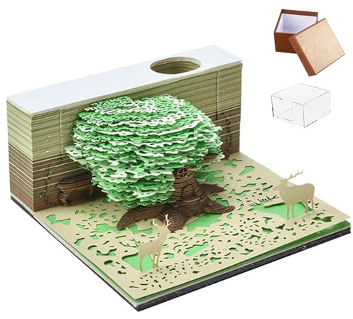 2024 Calendrier Memo Pad 3D PAD MOMO AVEC AFFICHAGE FORME DE L'ARBRE DÉCORATIVE 3D BOODPAD BUREAU BUREAGE CADE MÉMO CADE POUR CÉLANGE, GREEN