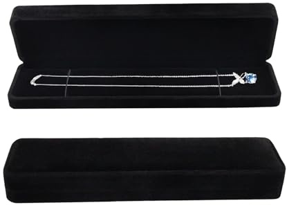Bototack Velvet Necklace Box, Rectangle Jewelry Gift Boxes Necklace Display Case for Engagement Wedding Birthday Gifts (Black)