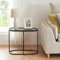 [en.casa] Mesa Auxiliar Ovalada para Salón Tablero de Cristal Templado Dormitorio Pasillo Mesa de Centro Mesilla de Noche Estable Versátil Metal 55x28x45 cm - Negro y Transparente