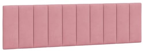 vidaXL Kopfteil Kissen Hanko, Kopfteilkissen mit Linien-Design, Bett Kopfkissen mit Klettverschlüssen auf Rückseite, Kopfteilpolster Kopfpolster, Rosa 180cm Samt