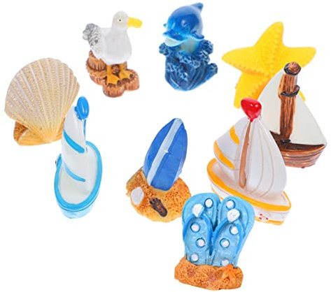 Milisten 9St mediterrane Ornamente Surfboard Surfbrett Ornamente zum Thema Muscheln zum Dekorieren tortendeko Einschulung Modelle Desktop-Dekoration Home-Desktop- Delfin Statue