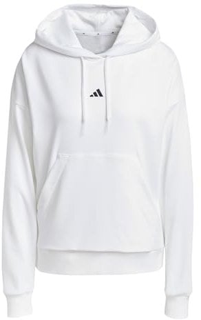 adidas Donna Essentials Small Logo French Terry Hoodie, White/Black, S
