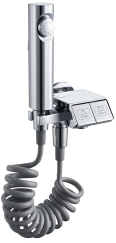 QREZAA Doccetta per Bidet Cromo Doccino per Bidet Ottone Handheld Bidet Spruzzatore Uno Dentro Due Fuori Spruzzatore per Bidet Solo Freddo Idroscopino per WC con Tubo a Molla