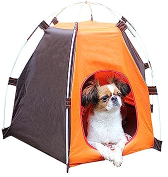 Woedpez Erhöhtes Hundebett für den Außenbereich, Haustierbett mit abnehmbarem Sonnenschutz für Camping, tragbares kleines Haustierzelt, Camping-Hundezelt